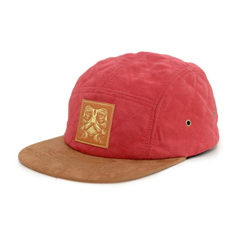 5 panel quilted suede