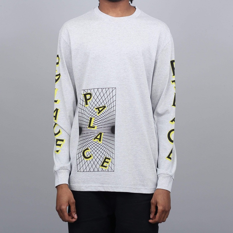 Palace Griddle Longsleeve T-Shirt Grey Marl Small