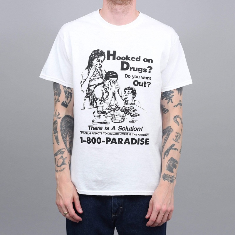 Paradise Hooked on Drugs T-Shirt White Small