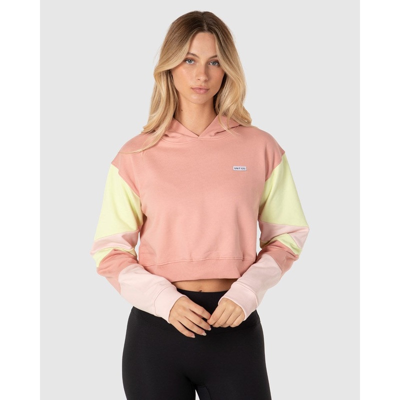 Unit Crest Cropped Womens Hoodie PEACH PINK 6/2XS