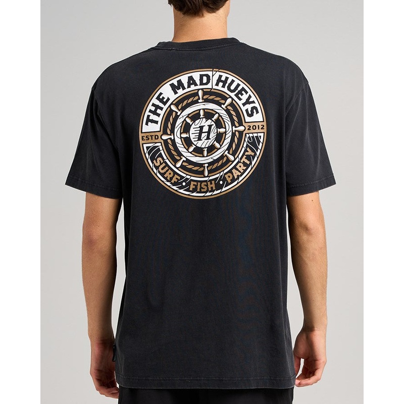 The Mad Hueys HUEYS SHIP WHEEL | SS TEE WASHED BLACK S