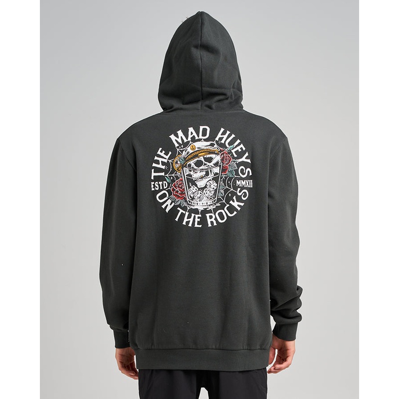 The Mad Hueys ON THE ROCKS | HOODED PULLOVER VINTAGE BLACK S