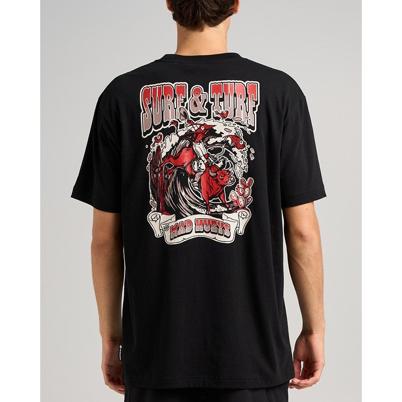 The Mad Hueys SURF AND TURF | SS TEE BLACK S
