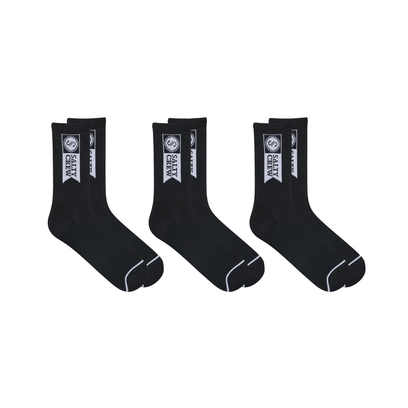 Salty Crew Alpha Socks 3 Pack Black OSFM