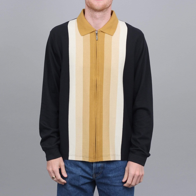 Stussy Preston Full Zip Longsleeve Polo Black Small