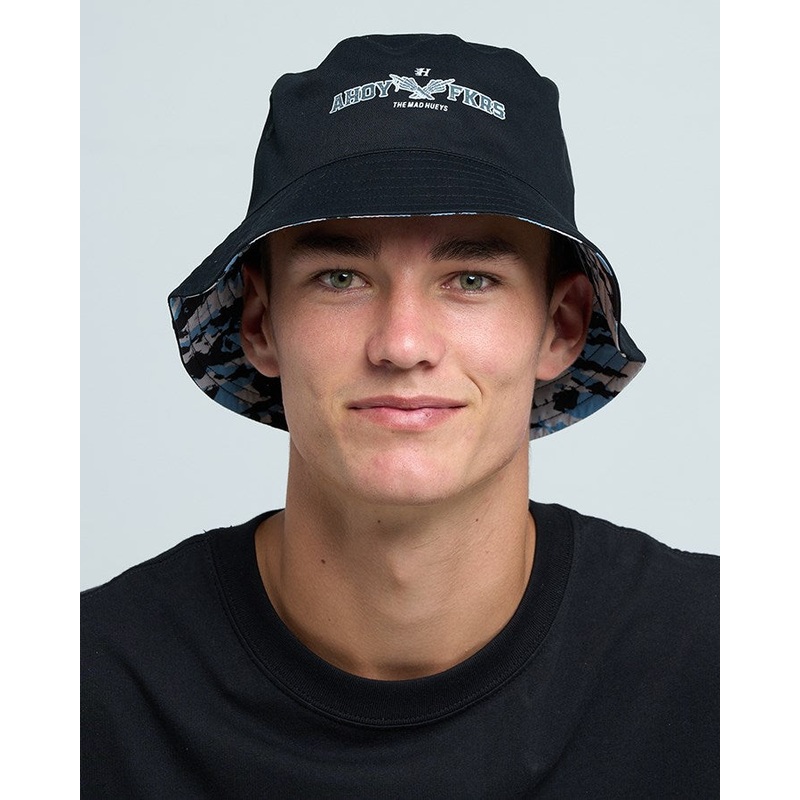 The Mad Hueys FKRS AHOY | REVERSIBLE BUCKET HAT BLACK OSFM