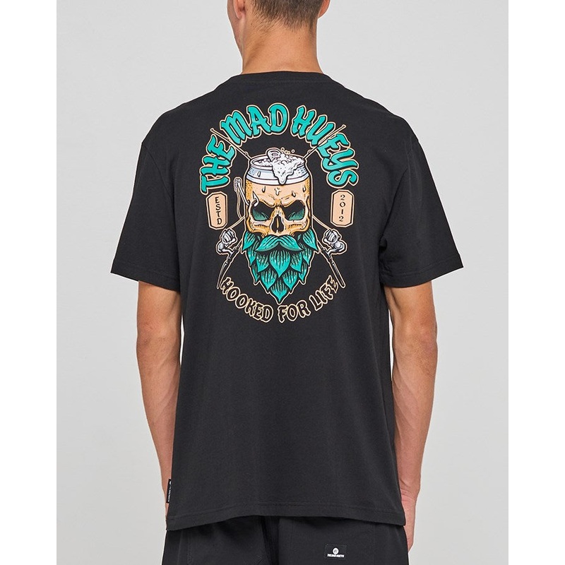 The Mad Hueys FROTHIN HOOKED FOR LIFE | SS TEE BLACK S