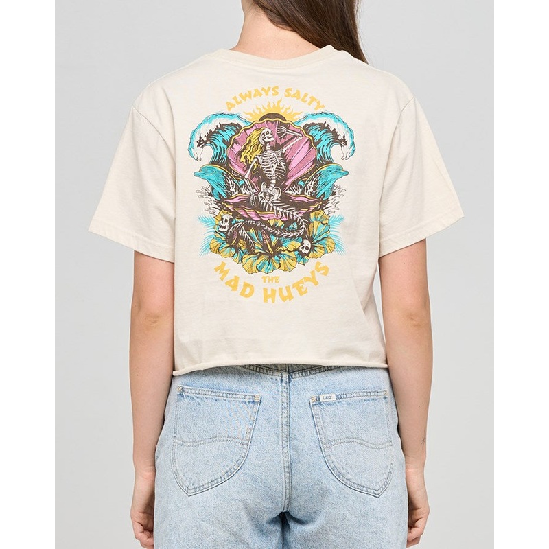 The Mad Hueys ALWAYS SALTY | WOMENS CROP TEE STONE XS