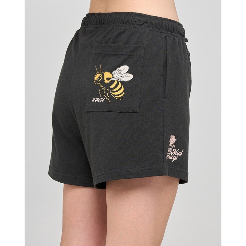 The Mad Hueys BEE ANCHOR | WOMENS ALL DAY SHORTS VINTAGE BLACK XS