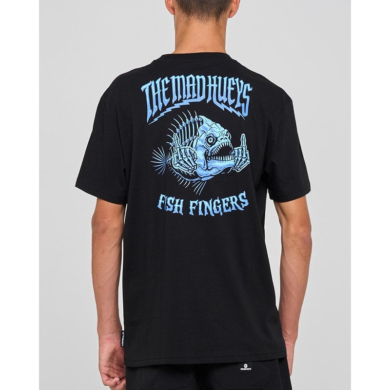 The Mad Hueys FISH FINGERS | SS TEE BLACK S