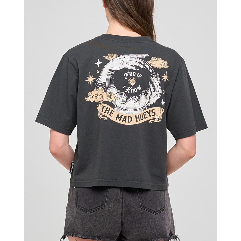 The Mad Hueys FKD IF I KNOW | WOMENS BOXY TEE VINTAGE BLACK XS