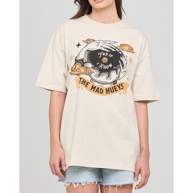 The Mad Hueys FKD IF I KNOW | WOMENS OVERSIZED TEE STONE XS
