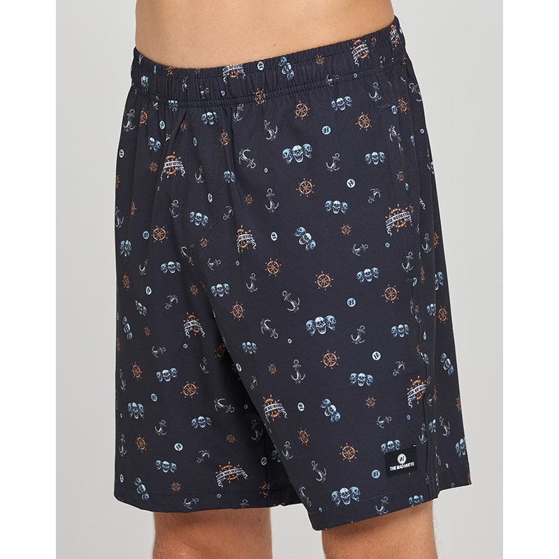 The Mad Hueys TRIPLE ANCHOR | 18″ SWIM VOLLEY SHORT BLACK 28