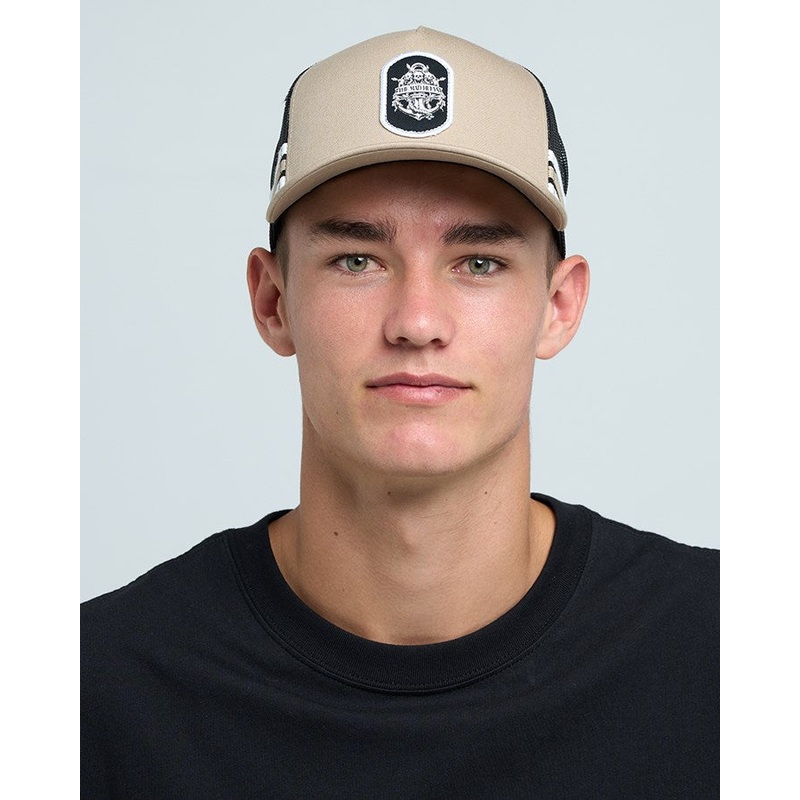 The Mad Hueys TRIPLE ANCHOR | TWILL TRUCKER TAN OSFM