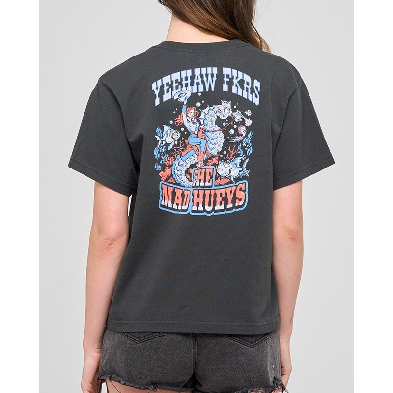 The Mad Hueys YEE HAW SEAHORSE | WOMENS SS TEE VINTAGE BLACK XS