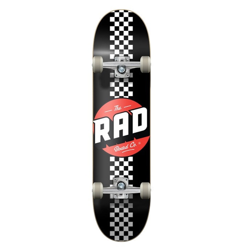 Rad Checker Stripe Progressive Skateboard Black/White – 8.0″