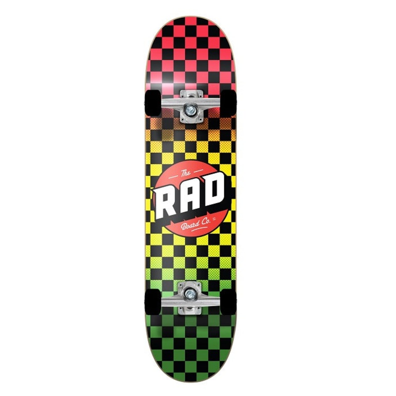 Rad Checkers Dude Crew Skateboard Rasta Fade – 8.0″