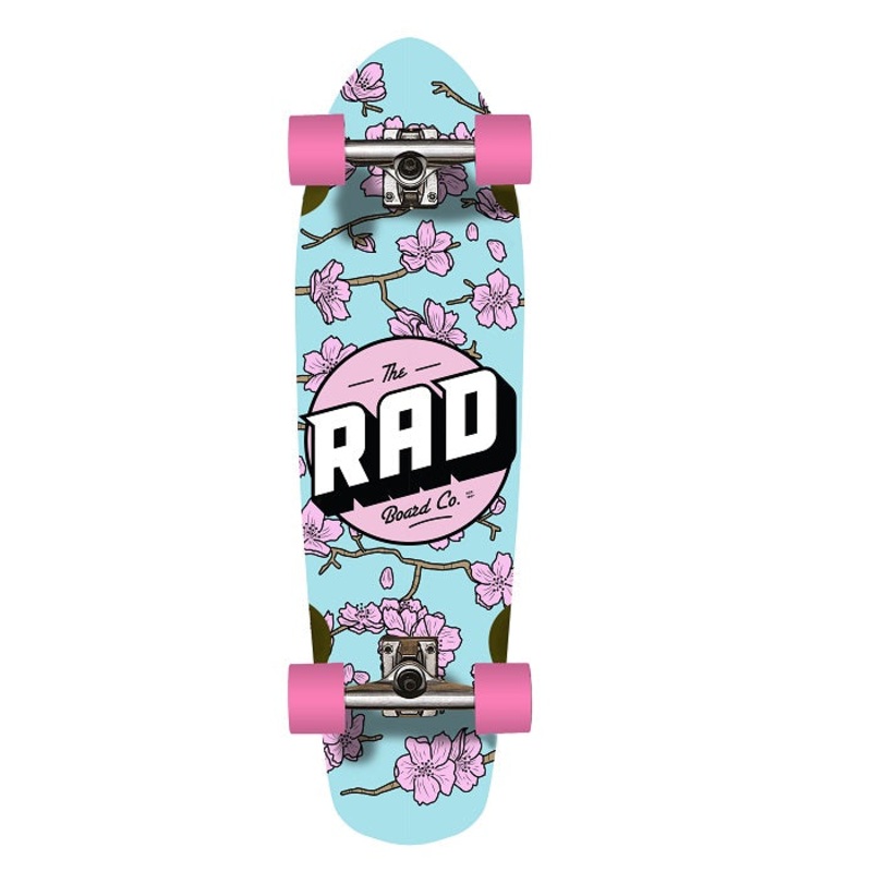 Rad Cherry Blossom Cali Cruiser Pink/Blue Skateboard – 32″