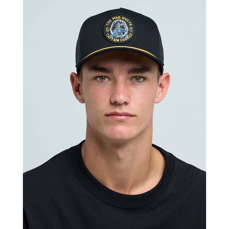 The Mad Hueys CAPTAIN COOKED JAWS | TWILL TRUCKER BLACK OSFM