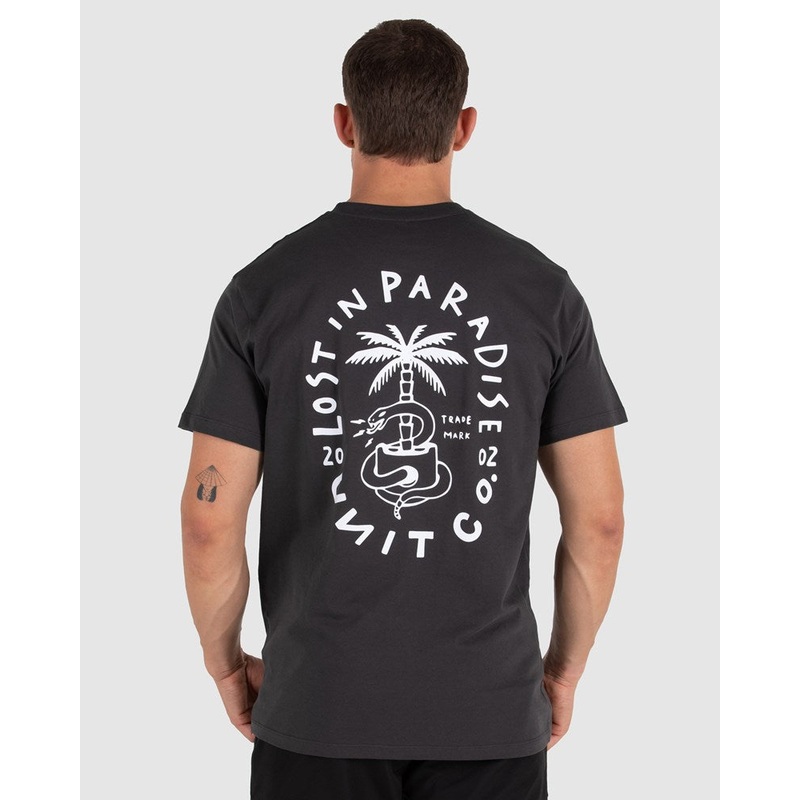 Unit MENS TEES – TROPICS WASHED BLACK S