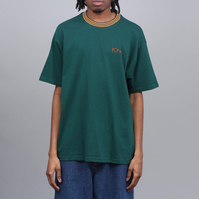 Polar Striped Rib T-Shirt Dark Green Small