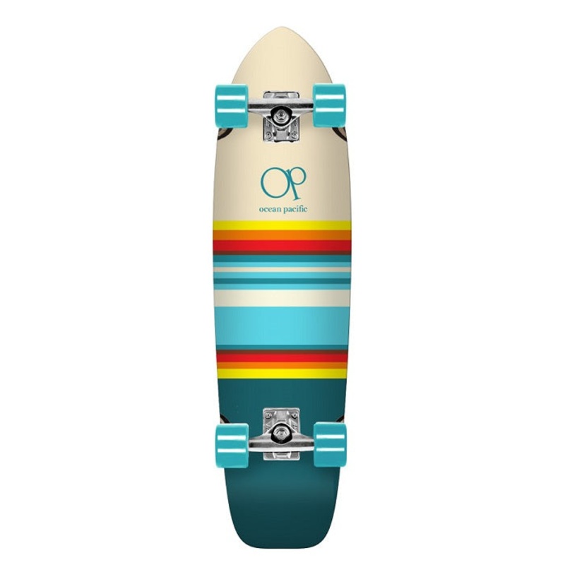 Ocean Pacific Swell White/Teal Cruiser Skateboard – 31″