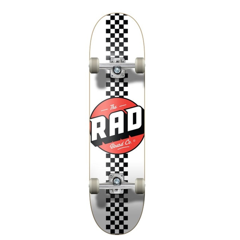 Rad Checker Stripe Progressive Skateboard White/Black – 7.75″