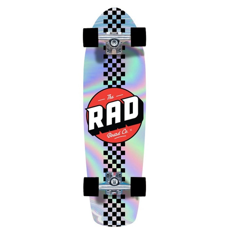 Rad Checkers Retro Roller Holographic Cruiser Skateboard – 28″