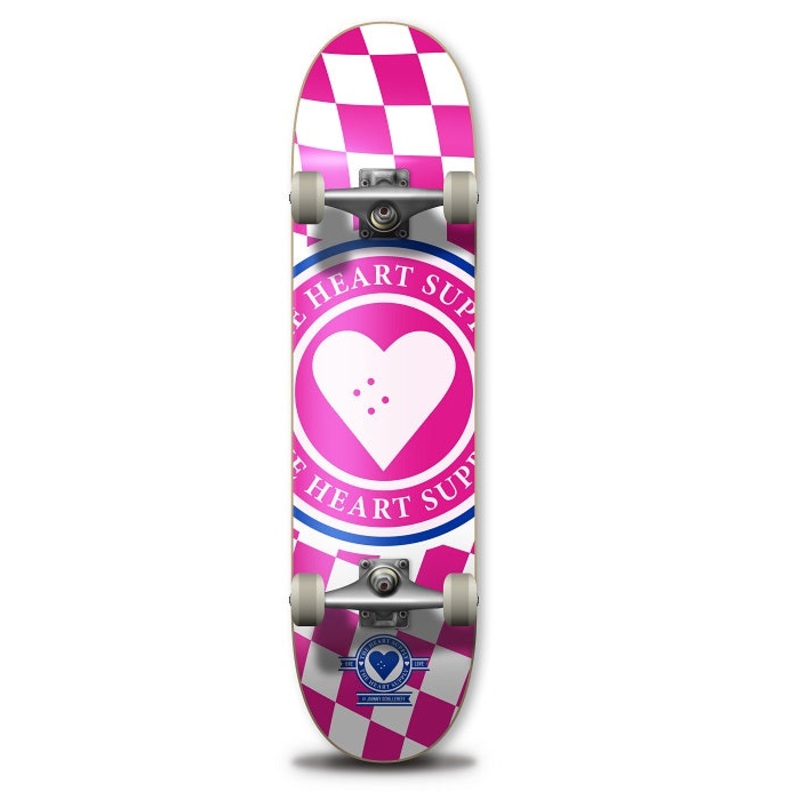 The Heart Supply Insignia Check Pink Skateboard – 7.75″