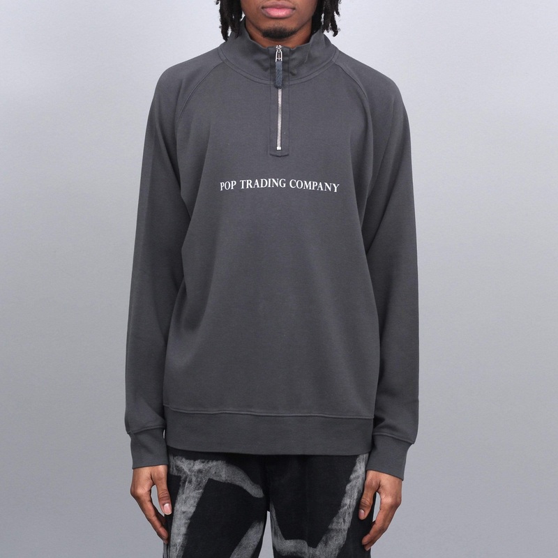 Pop Trading Lightweight Sportswear Company Halfzip Charcoal Small