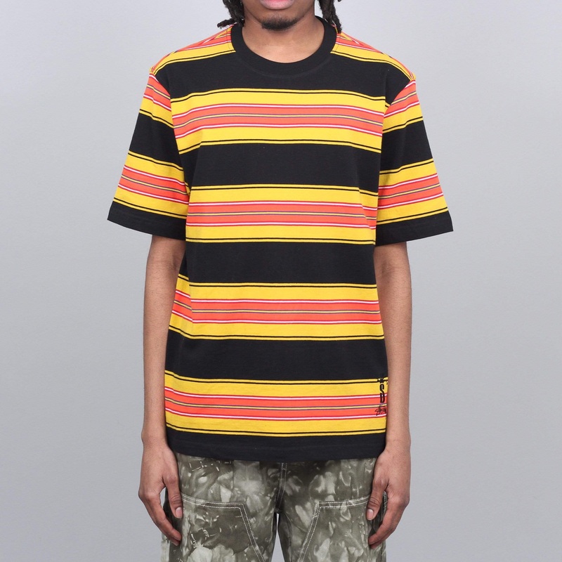 Stussy Multi Stripe Crew T-Shirt Black Small
