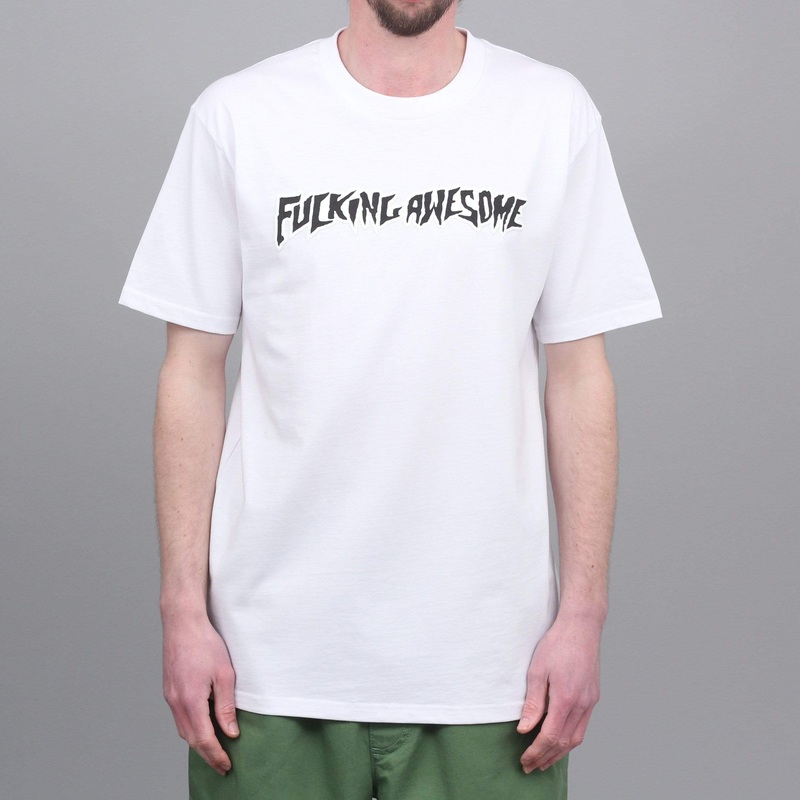 Fucking Awesome Puff Outline Logo T-Shirt White Small