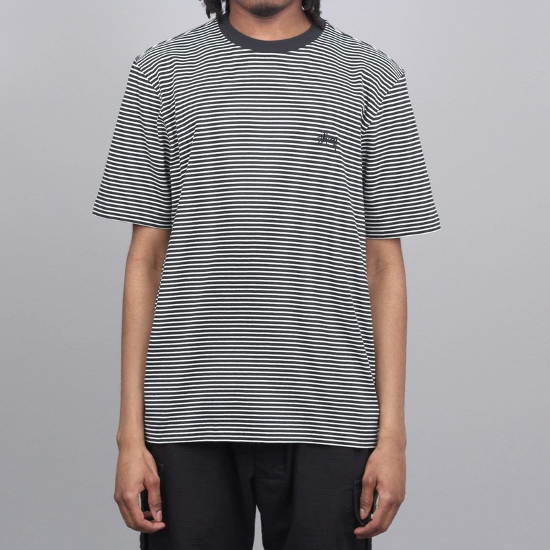 Stussy Mini Stripe Crew T-Shirt Black Small
