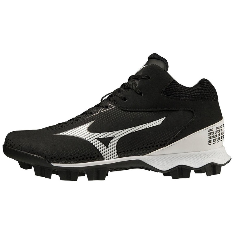 Mizuno Wave Lightrevo TPU Men’s Molded Mid Baseball Cleat 6 Black/White