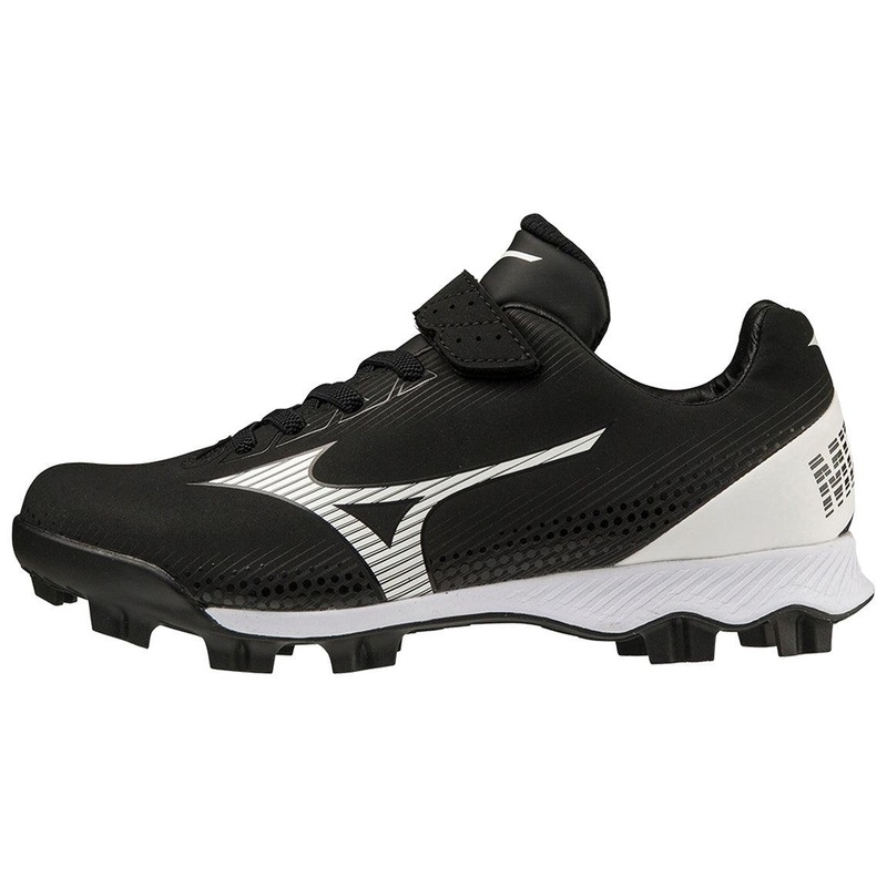 Mizuno Wave Lightrevo TPU Youth Molded Low Baseball Cleat 10 Black/White