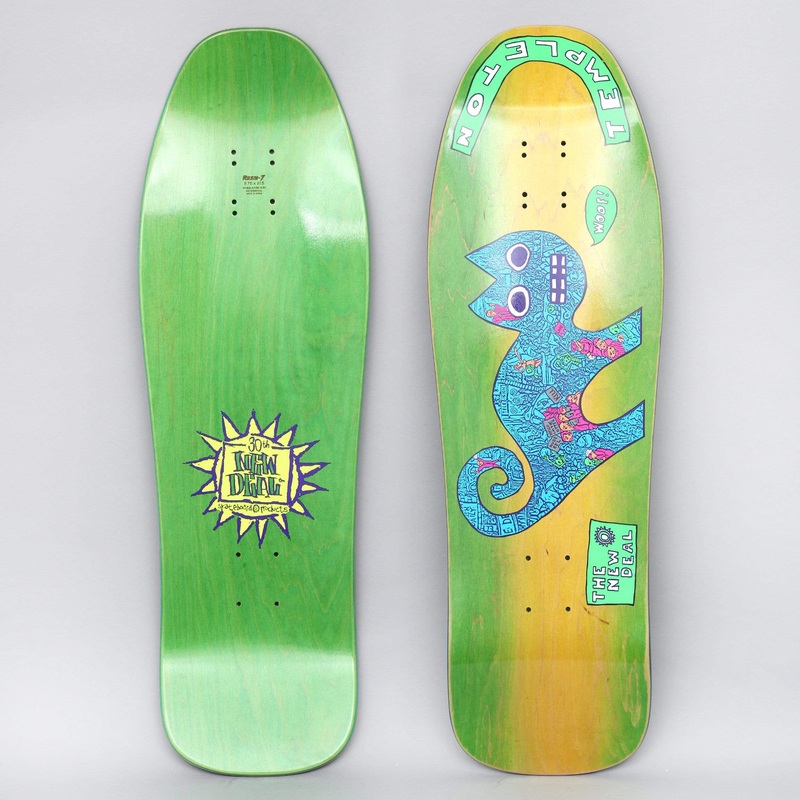 New Deal 9.75 Templeton Cat Neon Skateboard Deck