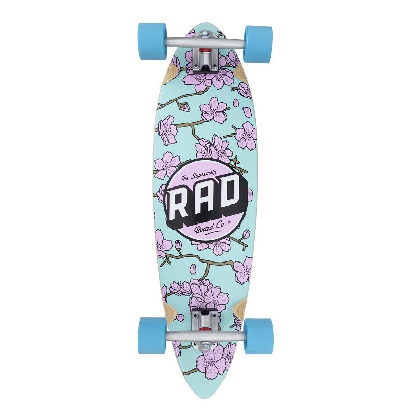 Rad Cherry Blossom Mini Pintail Longboard Blue/Pink- 32″