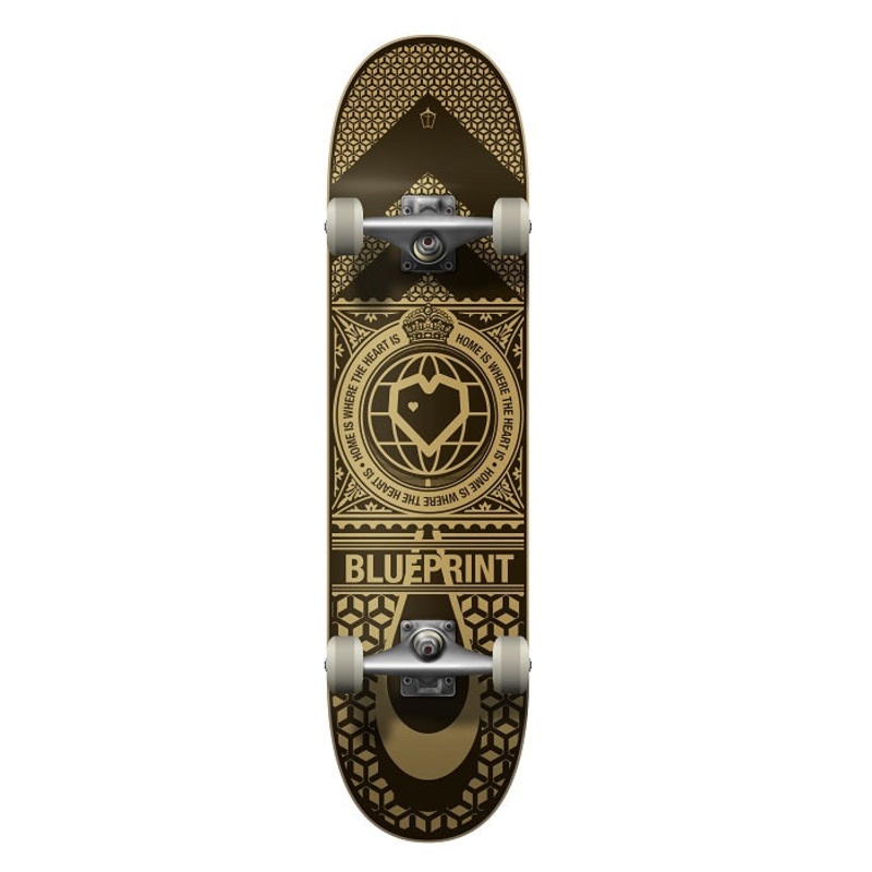 Blueprint Home Heart Black/Gold Skateboard – 8.125″