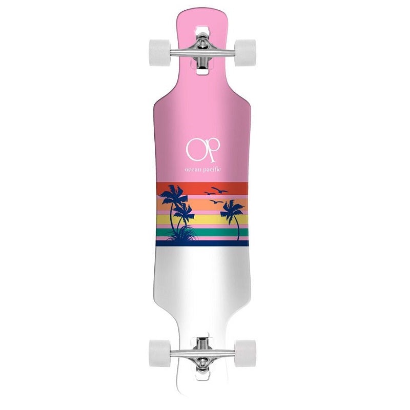 Ocean Pacific Sunset Drop Through Pink and White Longboard – 39″