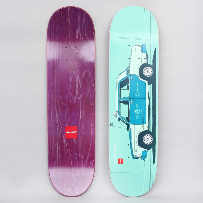 Chocolate 8.25 Stevie Perez World Taxis Skateboard Deck Aqua