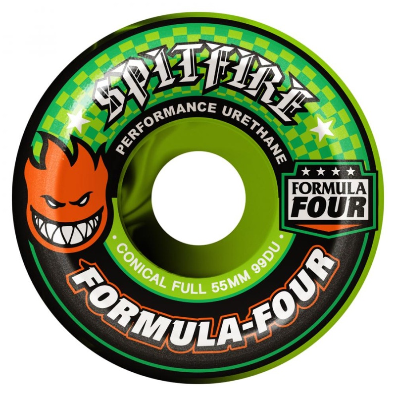 Spitfire Formula Four Team Colour Up Conical Full Wheels Green/Black Swirl – 53mm 99D
