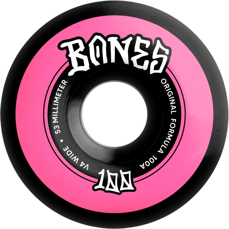 Bones OG Formula V4 Wide 100’s Skateboard Wheels Black – 53mm 100a