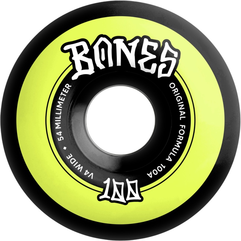 Bones OG Formula V4 Wide 100’s Skateboard Wheels Black – 54mm 100a
