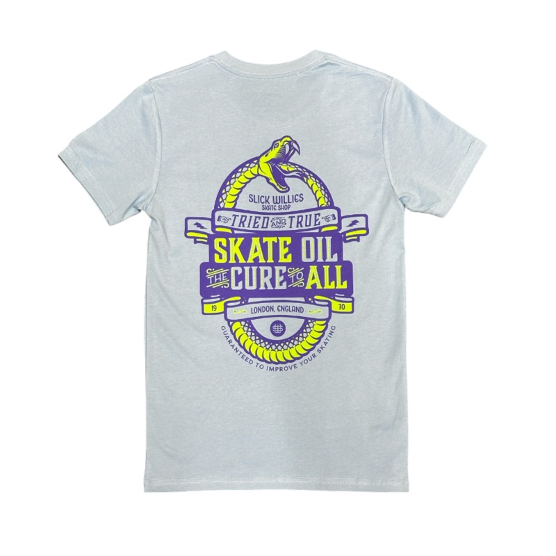 Slick’s Skate Store Snake T-Shirt – Carolina Blue XXS