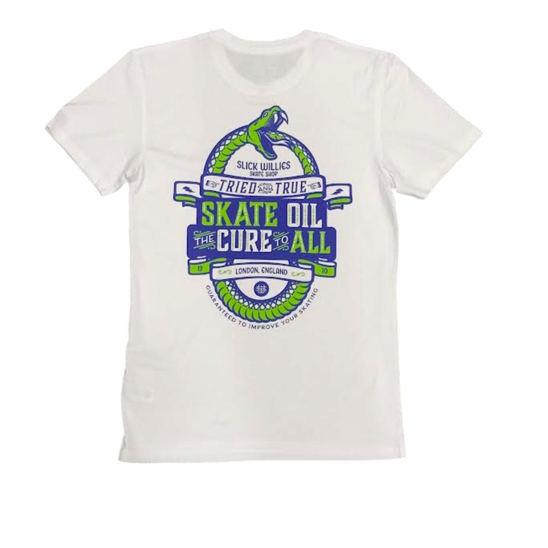 Slick’s Skate Store Snake T-Shirt – White XXS