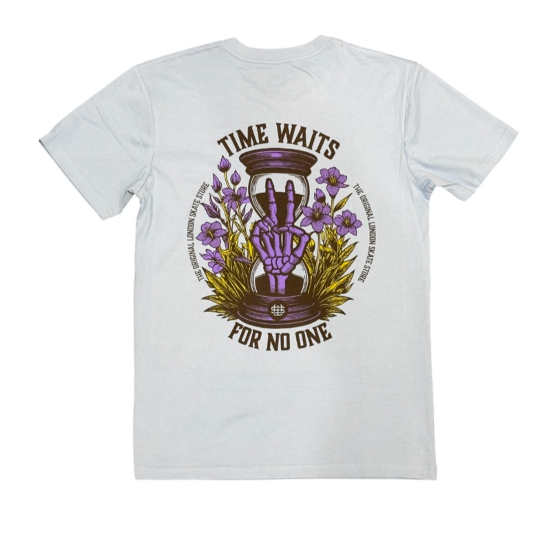 Slick’s Skate Store Time Waits T-Shirt – Carolina Blue XXS