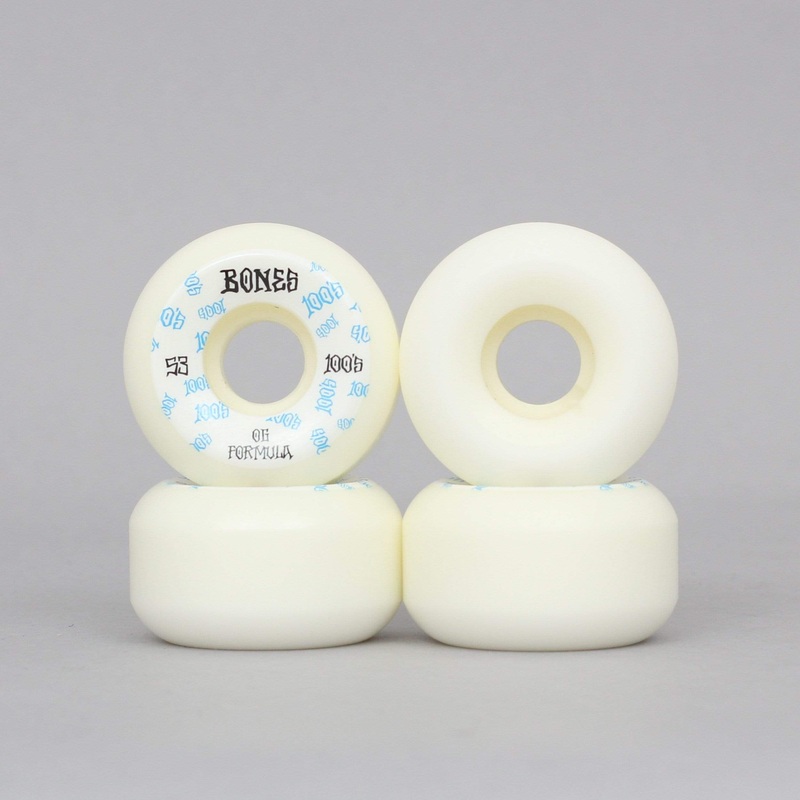 Bones 53mm 100’s V5 #3 Sidecut Skateboard Wheels White / Blue