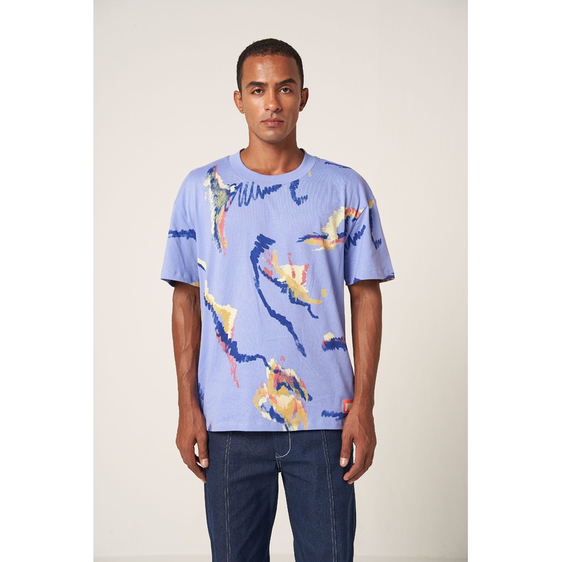 MULTI SCRIBBLE T-SHIRT – PURPLE XS