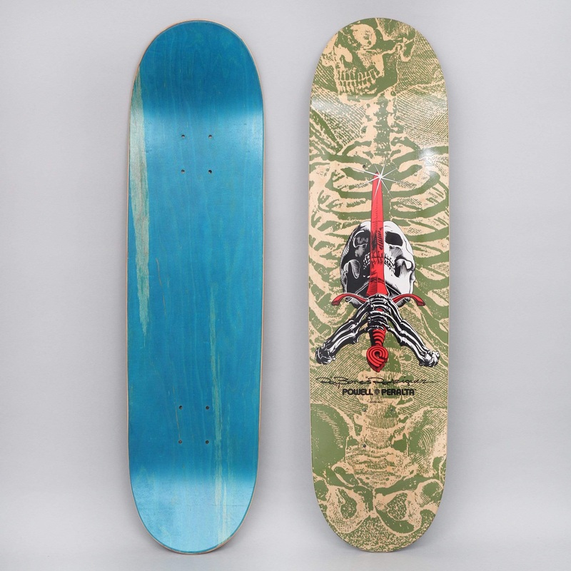 Powell Peralta 8.25 Skull & Sword Shape 248 Skateboard Deck Olive