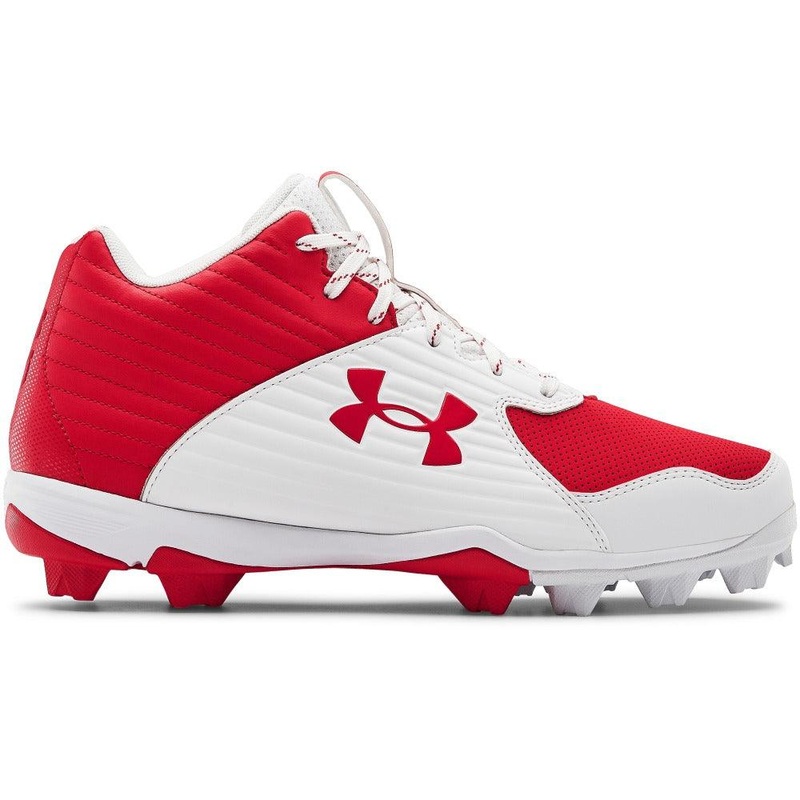 UA Leadoff Mid RM Baseball Cleats 6.5 Red/White/White